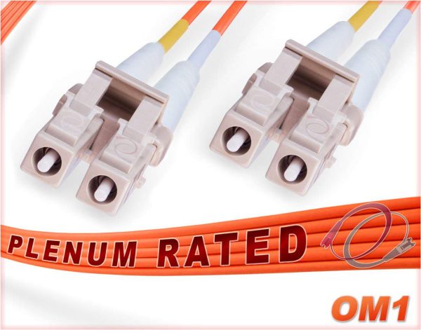 50M OM1 LC LC Plenum Fiber Patch Cable | Duplex 62.5/125 LC to LC Multimode Jumper 50 Meter (164ft)